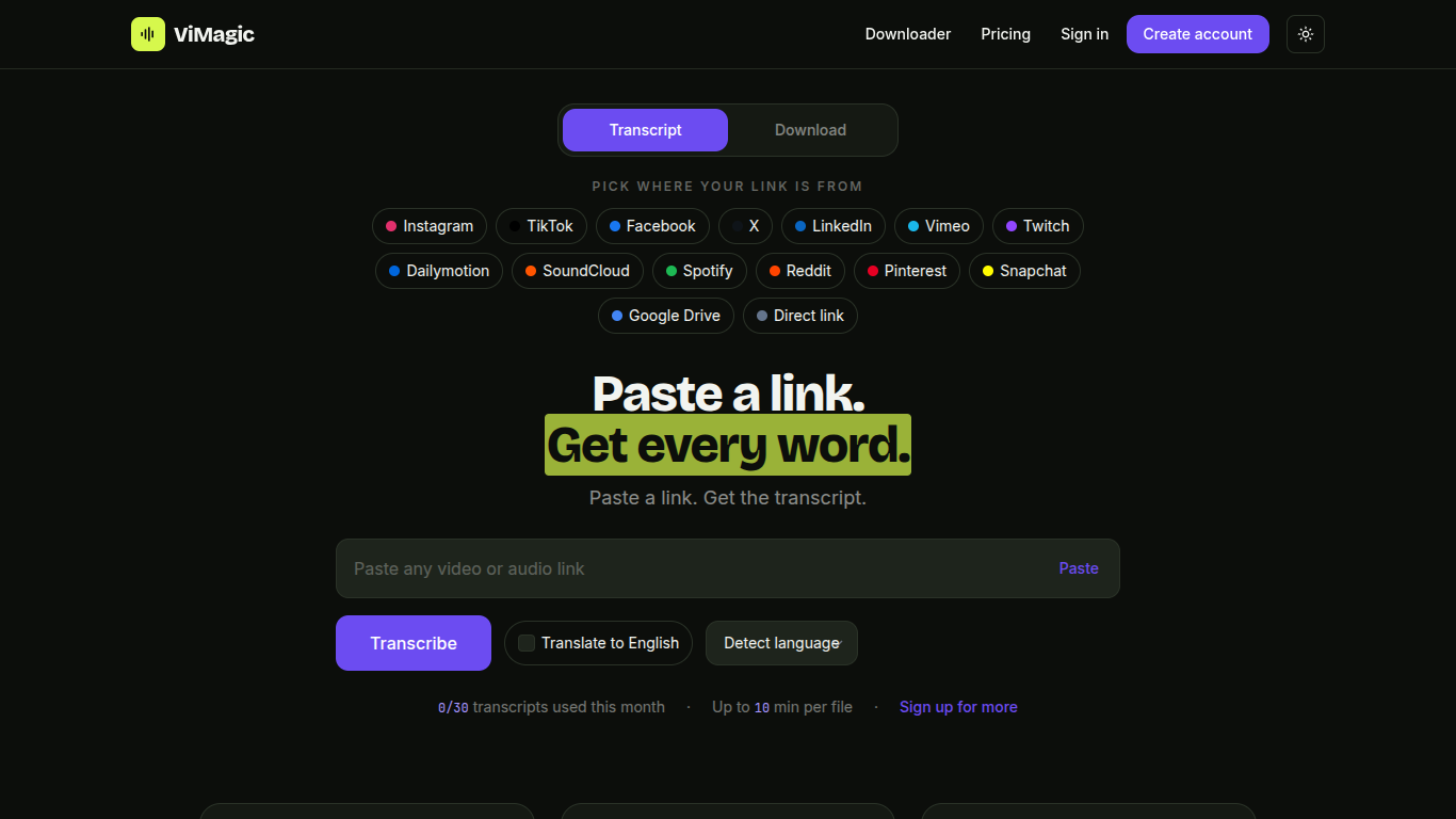 ViMagic – Video & Audio Transcription Platform